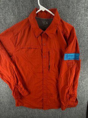 Mountain Hardwear HONG KONG UNIVERSITY Button Up Orange Long Sleeve Medium ****